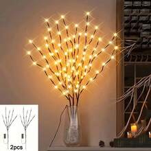 1 Set Realistic Tree Branch Shaped LED Lights, Battery Powered, Each Light Contains 20 LED Beads, Decorated With Artificial Small Branches In Vase, Stylish Decor, Can Be Used As Bedside Lamp, Romantic Home Decor - Coffee Brown - View 13