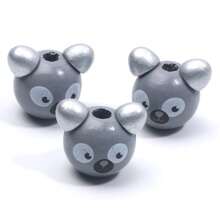 10pcs Mixed Animal Ear Shaped Wood Beads, 20x28mm, Suitable For Diy Bracelet, Necklace, Decoration Making