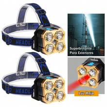 Faro LED de luz potente, carga de alto brillo, linterna montada en la cabeza, lámpara súper brillante para pesca nocturna, minería, al aire libre de larga duración - 2pcs - Ver 2