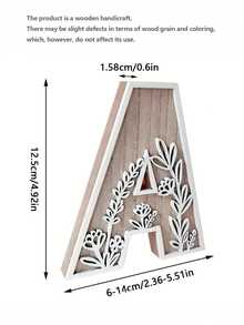 1 Pc Floral Wooden Letters Decor , Wood Alphabet With White Flower Patterns, 26 Letter Custom Name Decoration, Home Decor For Living Room, Bedroom, Entryway, Nursery, Wedding, Party Decoration