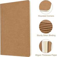 ZCZN 24 Pack A5 Kraft Notebooks Bulk, 815x55 Inches Blank Journaling Notebooks, Notebooks For Work, Composition Notebooks For School, Journal Notebooks For Kids, 60 Pages - MàuA - Xem 4