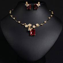 مجموعة مجوهرات مكونة من 3 قطع بشكل زهرة من الزركونيا المكعبة، خيارات اللون الذهبي/الفضي، طقم قلادة وأقراط، مناسب لارتداء المرأة في المناسبات والحفلات والولائم، مجموعة هدايا مجوهرات عصرية