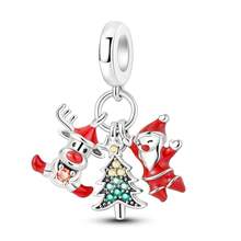 1Pc 2025 New Design Merry Christmas Gifts Santa Claus Christmas Tree Snowman Reindeer Dangle Charm Fit Bracelet Necklace Keychain Pendant Beads For Diy Jewelry Making Warm Winter New Year Surprise Gift For Women Girl Lover Friend Family - Silver - View 15