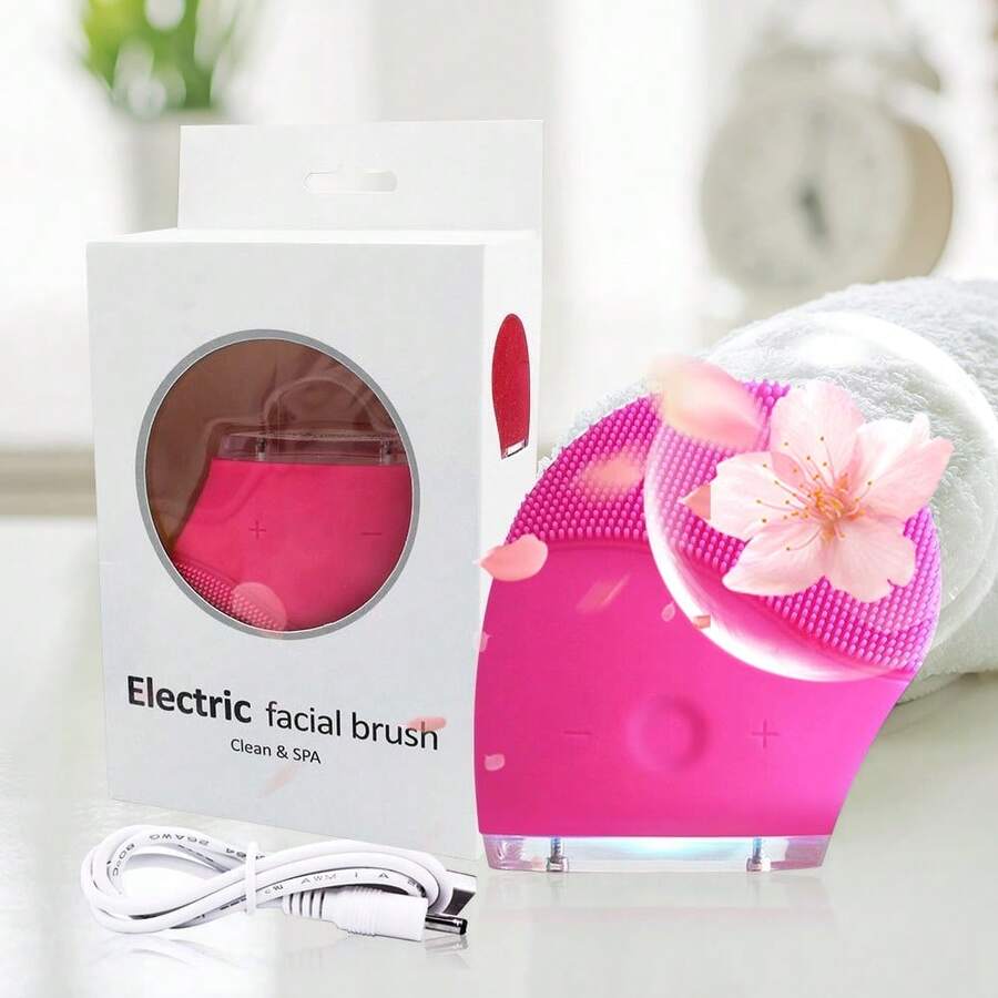 Electric Facial Cleanser, Facial Cleansing Brush, Facial Scrubber, Beauty Deep Cleansing Sucker, Blackhead Remover, Electric Deep Cleansing, Facial Cleansing Brush Suitable For Both Men And Women, Rechargeable Model - 粉色 - 查看 1