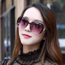 1pc Women's Black Sunglasses With Camellia Hollow Lacquer Rose Flower Large Frame - Black - View 10
