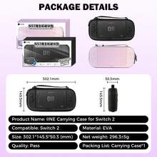 IINE حقيبة حمل لجهاز 2، إمكانية الوصول السريع إلى بطاقات الألعاب، مصنوعة من مادة EVA، تصميم كامل للحماية والصدمات، باللونين الوردي والأسود