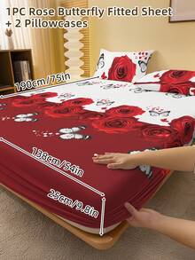 2/3 Pcs Printed Fitted Sheet Set, Bedding, Bed Sheet Set, Soft And Comfortable Bedding, Room Decor, Mother's Day Decor, Skin-Friendly Bed Cover Set For All Season, Domitory Bedding Set, Mattress Protector For Bedroom, Mother's Day Gift, Fits For Twin Full King Queen Size Bed, 1 Fitted Sheet And 2 Pillowcases, Back School Bedding, Machine Washable - 彩色 - 查看 67