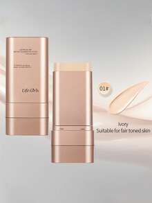 Life Girls 1pc Natural Finish Moisturizing Waterproof Long-Lasting Non-Smudge Luminous Twist-Up Foundation Stick With Brush Applicator, Creates Flawless Complexion