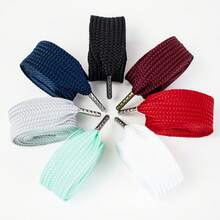 1 Pair Solid Color Wide Single Layer Shoelaces 2.5cm + Metal Tip Shoe Laces Apparel Accessories