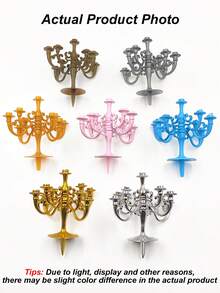 1 件/2 件/3 件/4 件/5 件粉色/金色/银色/古铜色/卡其色/蓝色/灰色塑料烛台形状（带配套蜡烛）烘焙蛋糕装饰，复古生日烛台装饰，烘焙蛋糕烛台装饰，病毒蛋糕架烘焙配件适用于情人节、婚礼季、返校季、母亲节、节假日、生日派对