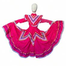 Vestido Jalisco Traje Tipico Niña Folklor Mexicano Festival Escolar Vestuario Jalisciense Disfraz Vestido Guadalajara - Rosa Fucsia - Ver 1