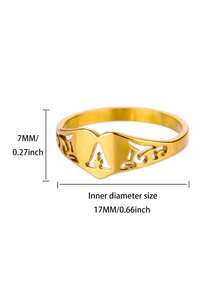 1pc Stainless Steel Heart-Shaped Rose Flower & Letter Engraved Ring, Valentine's Day Gift - JZ8012 - View 11