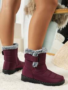 FZY New 2026 Winter Women's Ankle Boots And Short Boots: Stylish, One-Piece Mid-Calf Platform Boots With Adjustable Elastic Heels And A Thick, Fashionable Flannel Edging, Perfect For Winter Outdoor Activities And Can Be Paired With Valentine's Day Outfits. Available In Black, Red, Grey, And Blue. Women's Winter Clothing. A Top Choice For Valentine's Day Gifts. Stylish, Warm Black Ankle Boots; Comfortable And Versatile Low-Heeled Shoes; One-Piece Boots. Avant-Garde Elongated Women's Boots; Comfortable And Durable Concealed Wedge Boots. - 紅色 - 查看 6