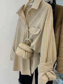 ii Early Autumn Corduroy Texture Casual Striped Long Sleeve Shirt