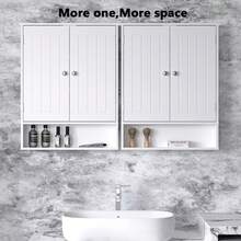 Bathroom Wall Cabinet,Modern Wall Mount Bathroom Cabinet Organizer Over The Toilet Storage With 2 Doors Adjustable For Bathroom, Living Room, Kitchen, Entryway,Laundry Room Home Furniture.Storage Cabinet - white02 - 查看 11