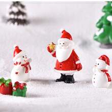 إكسسوارات ديكور سانتا وتمثال الثلج، هدايا عيد الميلاد، زخارف صغيرة من الراتنج لمناظر طبيعية صغيرة