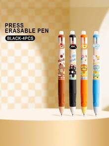 4支装 Apple Party 热可擦凝胶笔 | 可填充按压式中性墨水笔，适合男孩和女孩 | 软握 | 黑色和水晶蓝 | 高美感摩擦和魔法擦除可重写书写笔 - 彩色 - 查看 7