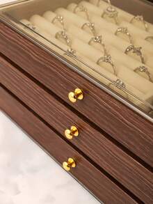 三层首饰盒，木质首饰收纳盒，亚克力首饰整理盒，复古风格首饰盒，抽屉式首饰盒，化妆品收纳盒，首饰展示整理盒，可展示戒指、耳环、项链、手镯，母亲节礼物，伴娘礼物，生日礼物，送给朋友和老师的礼物，女士理想礼物