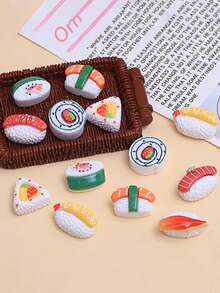 12pcs (Random Style) Realistic Fake Food Sushi, Alkaline Noodle, Bread, Toast Toy Food DIY Accessories, Foodie Gift Bag, Handmade Craft Supplies, Cream Decor