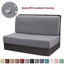 Set de 2 piezas (Funda para asiento + Funda para respaldo) Cubiertas de banco de furgoneta camper de unicolor, Cubiertas impermeables para silla de comedor de autocaravana, Fundas elásticas de felpa para asiento de sofá de comedor - Multicolor - Ver 14
