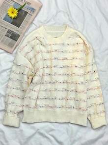 Fashionable Women Cute Colorful Polka Dot Sweater, Loose Fit Pullover Knit Top, Autumn/Winter