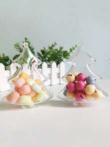 1/3/5/10 piezas Caja de regalo con forma de árbol de Navidad con diseño de apertura y cierre, caja de almacenamiento de plástico transparente para decoración navideña, adecuada para decoraciones navideñas, regalos de fiesta, dulces, regalos, cajas de Navidad, embalaje con tema navideño, cajas de regalo navideñas ligeras