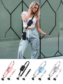 带拉链袋的手机挂绳、带钱包的手机挂绳、带钱包的斜挎包和夹子以及带钱包的手机挂绳，适用于所有智能手机的涤纶材料 - 彩色 - 查看 3