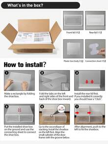 12 Pack XX-Large Shoe Storage Organizer For Closet, Modular Space Saving Shoe Boxes Clear Plastic Stackable Containers Display Case Bins With Lids, Shoe Rack For Sneaker Storage, White - XXL - Black - View 10