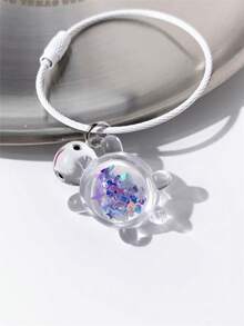 1pc Cartoon 3D Whale & Colorful Sequin Turtle Zinc Alloy Keychain, Couple Accessory, Ocean Theme Souvenir, Daily Decoration