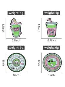 QIHOO Matcha Girlie 珐琅别针 I LOVE YOU SO MATCHA 金属胸针 时尚翻领徽章 背包衣服首饰 送给朋友的礼物 - 彩色 - 查看 2