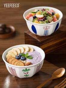 yeefeeco 1 件中东风格餐盘，陶瓷餐盘，花卉甜点碗，八角形小吃盘，小吃和早餐碗，美观度高，适合下午茶和日常使用 - 中東陶瓷碗 - 查看 5