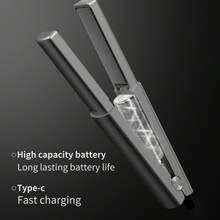 1 pieza Nuevo alisador de cabello inalámbrico portátil, clip para rizar y alisar, 3 niveles de temperatura ajustables, herramienta de peinado antifrizz y suave, carga USB, regalo de cumpleaños/Navidad/Halloween