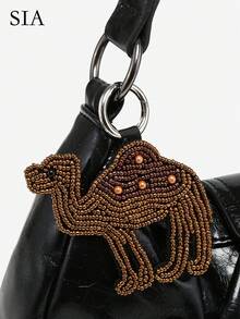 1 geantă de umăr/subraț pentru femei, model vintage Resort Ocean, lucrată manual, cu nucă de cocos, viață marină, imprimeu leopard, cu decor de animale cu mărgele, potrivită pentru întâlniri, ieșiri, vacanțe