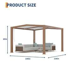 Louvered Pergola 11' X 13', Outdoor Pergola With Adjustable Louvered Roof, Reinforced Aluminum Frame, Integrated Drainage System, Hardtop Gazebo For Patio, Deck, Wood Grain - Camel - View 6