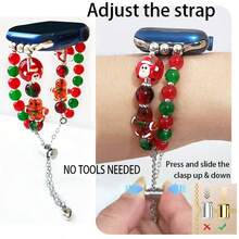 1 件手工串珠姜饼人圣诞元素 表带，兼容 38-49 毫米，可调节手链，迷人的圣诞装饰吊坠，圣诞礼物表带适用于 Ultra SE 10/9/8/7/6/5/4/3/2/1（仅表带） - 彩色 - 查看 3