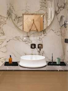 1pc Bathroom Tray, White Marble Rectangular Decorative Tray, Vanity Bathroom Storage Tray, Bathtub, Kitchen Sink, Bathroom Storage Tray