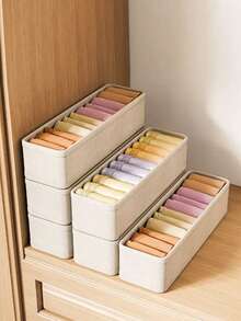 Hộp đựng đồ lót gấp gọn 6/3/2 chiếc, Hộp đựng đồ tủ quần áo, Giỏ đựng đồ ngăn kéo, Phụ kiện đựng đồ lót phòng ngủ căn hộ, Hộp đựng đồ, Hộp đựng mũ, Hộp đựng tất, Thích hợp đựng đồ lót, Tất, Mũ, Giỏ đựng đồ bơi, Đồ lưu trữ theo mùa, Dụng cụ lưu trữ, Quà tặng, Quà tặng Giáng sinh Halloween, Trang trí nhà cửa - Màu be - Xem 6