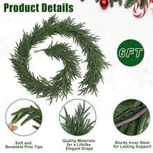 1 paquet Couronne de pin de Norfolk artificielle de Noël, couronne de pin d'hiver au toucher réel, décoration de couronne de cheminée, couronne verte artificielle polyvalente, couronne de cèdre réaliste souple et pliable, utilisée pour les tables, les manteaux, les murs, les décorations de Noël intérieures et extérieures