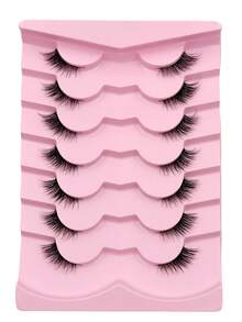 7 Pairs Half Eyelashes Cat Eye False Eyelashes Fluffy & Soft 3D Effect Faux Mink Lashes Soft And Natural Makeup Look - Cat Eye Lashes - View 7