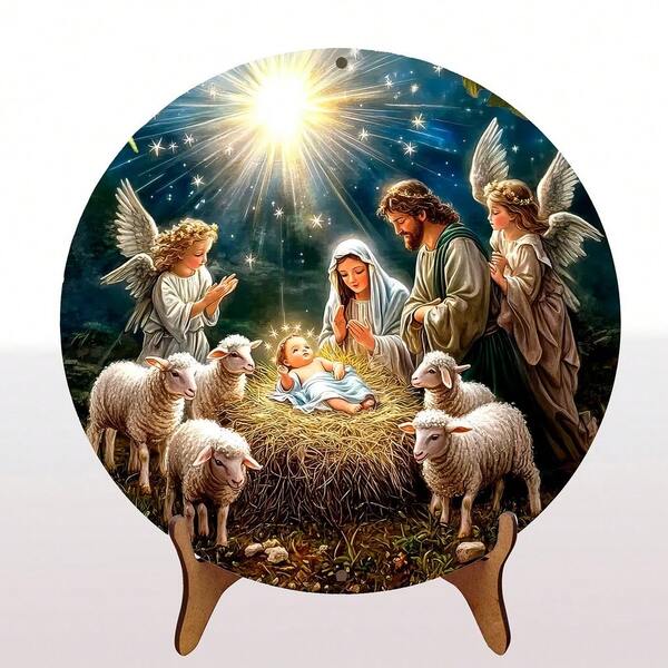 Enfeite de Natal, plaquinha com suporte para mesa em MDF com 20cm decoração