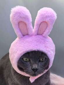 可爱猫咪配饰，万圣节和圣诞节宠物头饰，白色兔子宠物头箍，适合猫狗，网红兔子帽，万圣节可爱兔子宠物拍照道具头饰