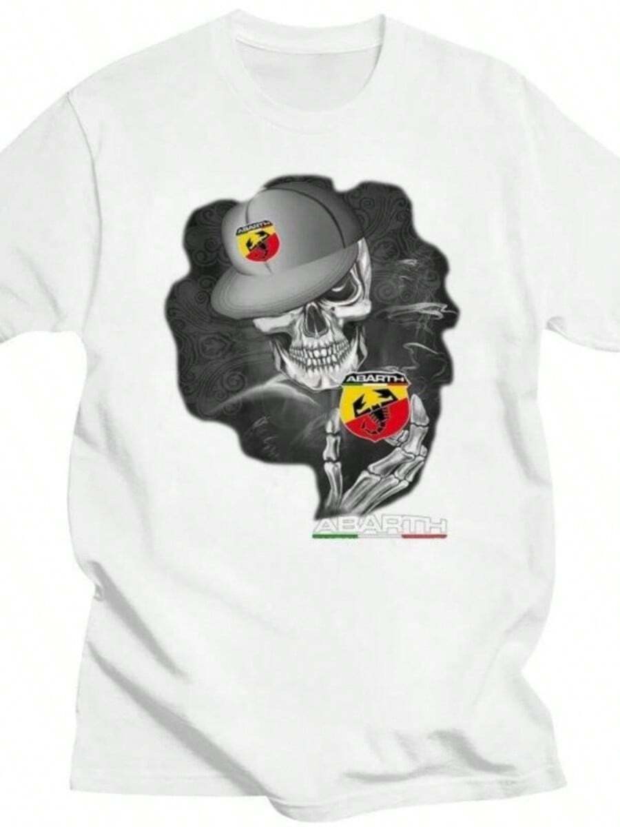 Abarth T-Shirt Men Women 100Cotton - Skull So Cool T Shirt Summer Fashion Short SLeesve O-Neck Plus Size Tops - 白色 - 查看 1