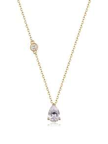 1pc Minimalist S925 Sterling Silver 1.25CT Teardrop Moissanite Necklace, Daily Wear & Gift For Women, Valentine's Day