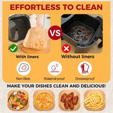 100pcs/ 200pcs Paper Air Fryer Liners, Non-Stick Baking Paper, Compatible With Most Air Fryers Air Fryer Kitchen Air Fryer Liners Air Fryer Paper Airfryer Air Frier - 本色 - 查看 8