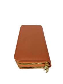 Women's Wallet With 2 Zippered Compartments, Hand Strap, Elegant Card Holder, Fashion Insurance, Assorted Logo Plate - 駝色 - 查看 4