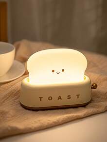 3000K USB Rechargeable Cute Toaster Shape LED Table Lamp, Heartwarming Decorative Table Lamp Toast Bread LED Night Light Creative Design Bread Night Light Suitable For Family Use Perfect Birthday Christmas Gift(Green/Orange/Pink) - Multicolor - View 13