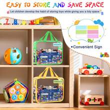 1pc Transparent Toy Storage Bag With Zipper And Label, Reusable Clear PVC Toy Organizer Pouch For Tabletop Games, Building Blocks, Puzzles, Toys, Nursery Storage - Multicolor - View 2