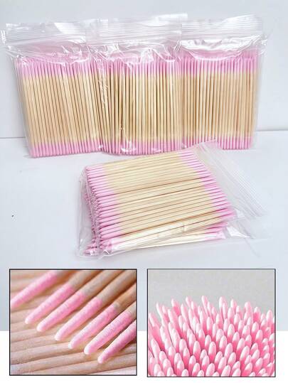 100pcs/Pack Double-Ended Nail Polish Remover Sticks, Small Pointed Dual-Tip Makeup Eyebrow Grooming Tools, 1/2/3/5pcs Set