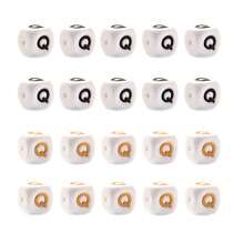 10pcs 12mm Simple Style White Base Black Letter + White Base Gold Letter Silicone Beads, DIY Jewelry Making Initial Letter Festival Gift Decorative Beads