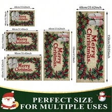 1 pieza Alfombra antideslizante para baño con diseño de bayas de acebo navideño, hecha de material de cachemir sintético con decoración esponjosa, adecuada para baños, entradas, cocinas y otras ocasiones. Se puede lavar a máquina. Es una decoración festiva y se puede regalar.